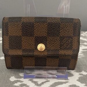 Louis Vuitton Damier Ebene Porte Monnaire Plat Coin/Card Holder